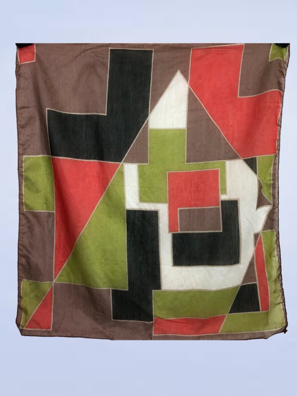 Vintage 70s Abstract Geometric Scarf Modernist Block Print